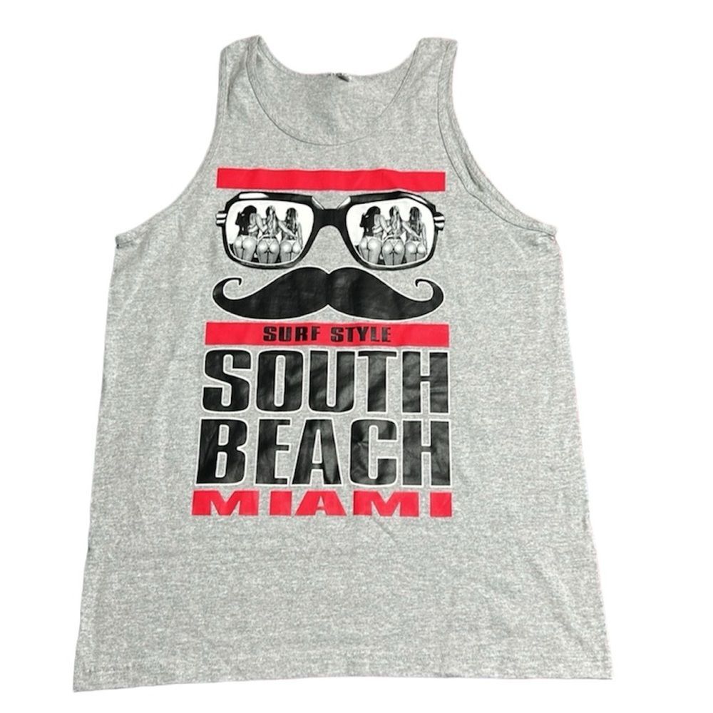 Sleeveless Graphic Print Beach Tank Top L